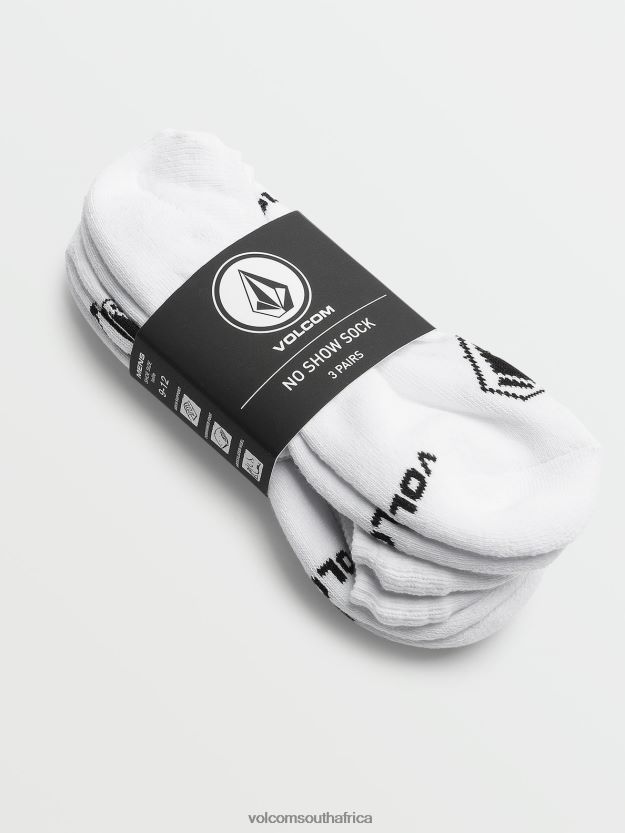 Z0ZR08435 White Men No Show Stone Socks 3 Pack Volcom Accessories - Image 1