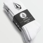 Z0ZR08438 White Men Full Stone Socks 3 Pack Volcom Accessories