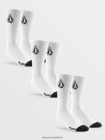 Z0ZR08438 White Men Full Stone Socks 3 Pack Volcom Accessories - Image 3
