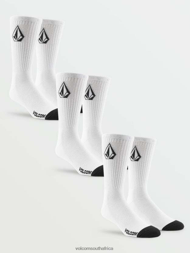 Z0ZR08438 White Men Full Stone Socks 3 Pack Volcom Accessories - Image 3