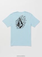 Z0ZR0846 Misty Blue Men Firefight Short Sleeve Tee Volcom Clothing - Image 2