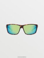 Z0ZR08536 Matte Tort/Green Polar Unisex Roll Sunglasses Volcom Outdoor