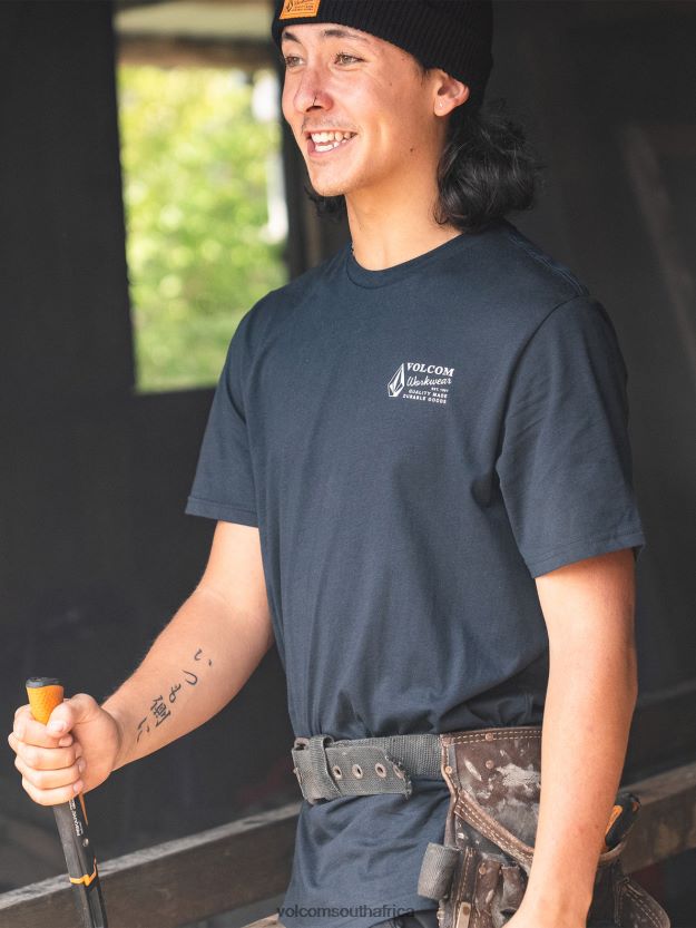 Z0ZR0863 Navy Men Workwear Short Sleeve Tee Volcom Clothing - Image 2