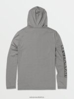 Z0ZR08649 Heather Grey Men Rally Hooded Long Sleeve Shirt Volcom Clothing - Image 2