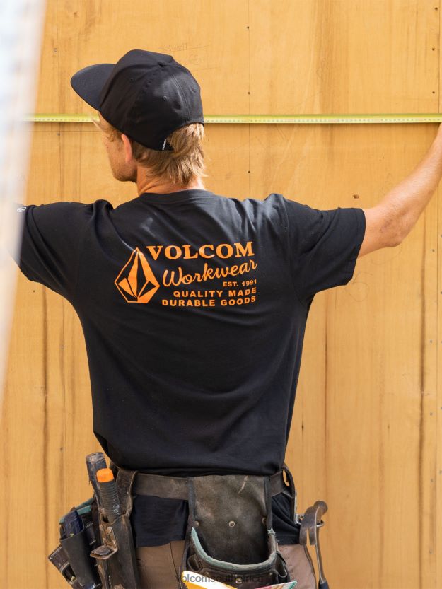 Z0ZR0864 Black Men Workwear Short Sleeve Tee Volcom Clothing - Image 12