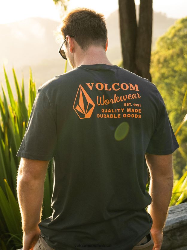 Z0ZR0864 Black Men Workwear Short Sleeve Tee Volcom Clothing - Image 13