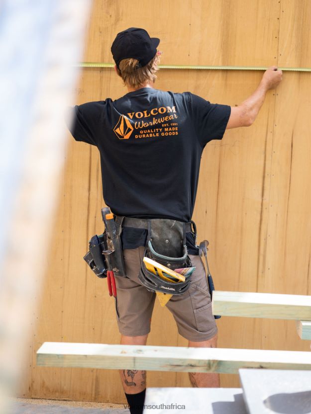 Z0ZR0864 Black Men Workwear Short Sleeve Tee Volcom Clothing - Image 9