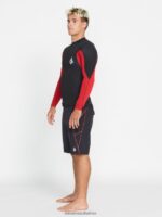 Z0ZR08654 Black Men Surf Vitals Jack Robinson 2MM UPF 50 Wetsuit Jacket Volcom Clothing - Image 15