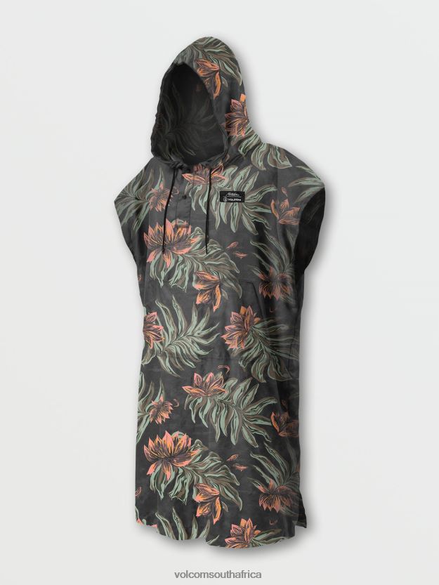 Z0ZR08686 Rinsed Black Men Matador Packable Towel Poncho Volcom Surf - Image 2