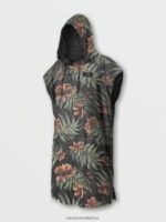 Z0ZR08686 Rinsed Black Men Matador Packable Towel Poncho Volcom Surf - Image 3