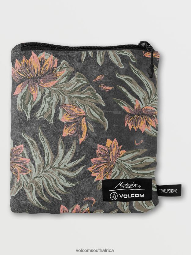 Z0ZR08686 Rinsed Black Men Matador Packable Towel Poncho Volcom Surf - Image 4