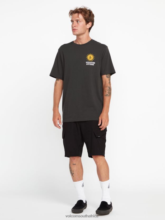 Z0ZR08753 Vintage Black Unisex Farm to Yarn Rayz Short Sleeve Tee Volcom Outdoor - Image 6