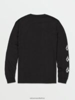Z0ZR0875 Black Men Iconic Stone Long Sleeve Tee Volcom Clothing - Image 2