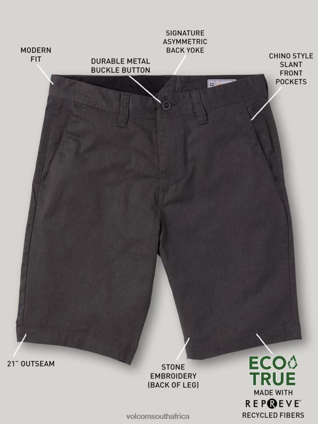 Z0ZR08765 Charcoal Heather Unisex Frickin Modern Stretch Shorts Volcom Outdoor - Image 11