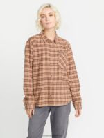 Z0ZR08773 Clay Women Plaid To Meet U Long Sleeve Shirt Volcom Clothing - Image 5
