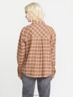 Z0ZR08773 Clay Women Plaid To Meet U Long Sleeve Shirt Volcom Clothing - Image 7