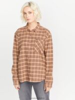 Z0ZR08773 Clay Women Plaid To Meet U Long Sleeve Shirt Volcom Clothing - Image 10