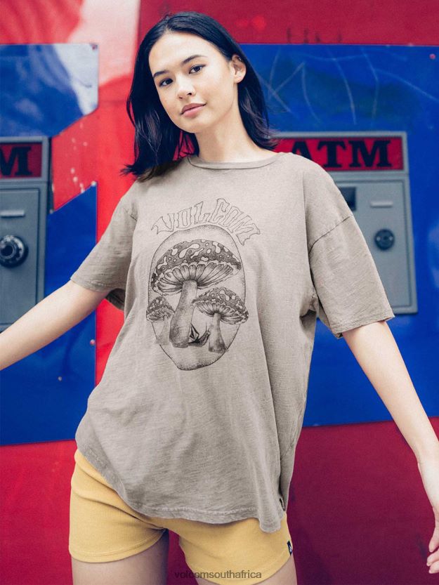 Z0ZR08786 Slate Grey Women Turnt N Burnt Short Sleeve Shirt Volcom Clothing - Image 2