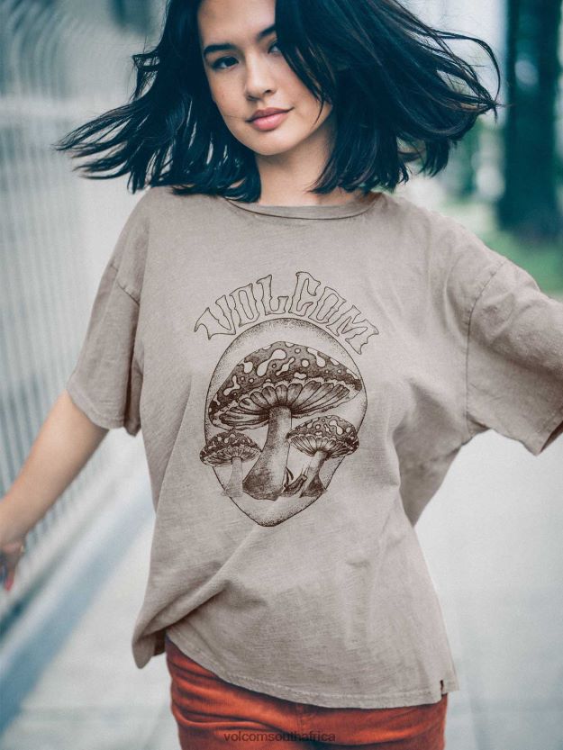 Z0ZR08786 Slate Grey Women Turnt N Burnt Short Sleeve Shirt Volcom Clothing - Image 13
