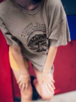 Z0ZR08786 Slate Grey Women Turnt N Burnt Short Sleeve Shirt Volcom Clothing - Image 4