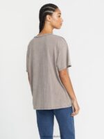Z0ZR08786 Slate Grey Women Turnt N Burnt Short Sleeve Shirt Volcom Clothing - Image 10