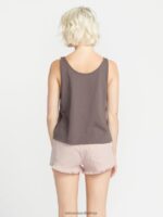 Z0ZR08799 Slate Grey Women To The Bank Tank Volcom Clothing - Image 3