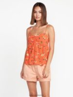 Z0ZR08808 Dark Coral Women Mucho Mahalo Cami Tank Volcom Clothing - Image 4