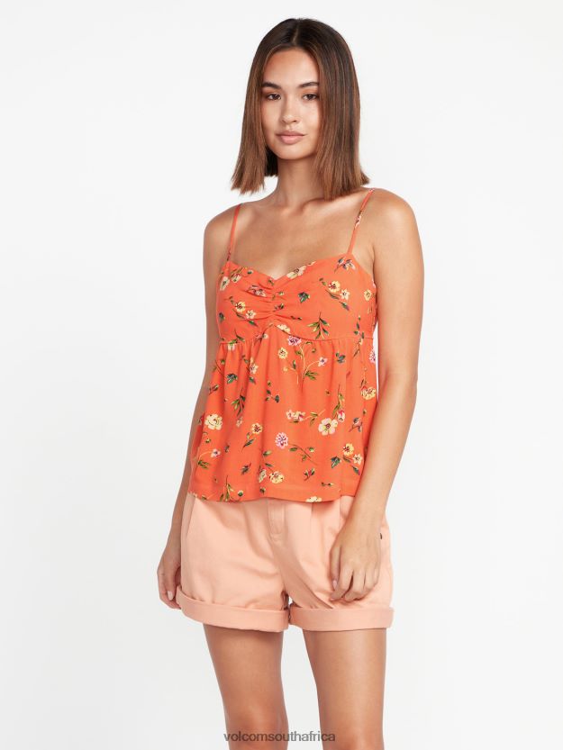 Z0ZR08808 Dark Coral Women Mucho Mahalo Cami Tank Volcom Clothing - Image 4