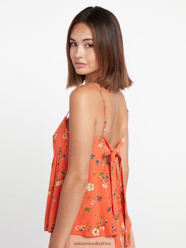 Z0ZR08808 Dark Coral Women Mucho Mahalo Cami Tank Volcom Clothing - Image 9