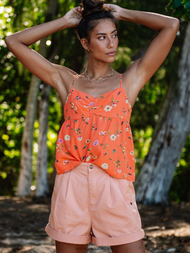 Z0ZR08808 Dark Coral Women Mucho Mahalo Cami Tank Volcom Clothing - Image 1