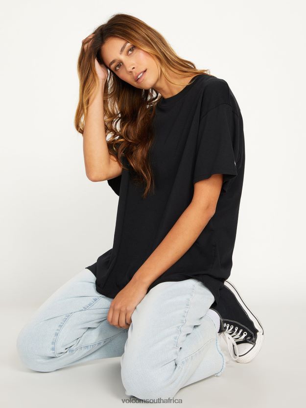 Z0ZR08821 Black Women Stones Throw Solid Short Sleeve Tee Volcom Clothing - Image 4