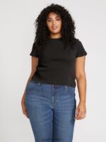 Z0ZR08823 Black Women One of Each Baby Tee Plus Size Volcom Clothing - Image 19