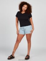 Z0ZR08824 Black Women One Of Each Baby Short Sleeve Tee Volcom Clothing - Image 17