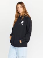 Z0ZR08834 Black Women Truly Stoked Boyfriend Hoodie Volcom Clothing - Image 4