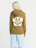 Z0ZR08836 Moss Women Truly Deal Hoodie Volcom Clothing - Image 3