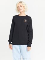 Z0ZR08839 Black Women Truly Deal Crew Sweatshirt Volcom Clothing - Image 4