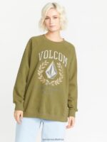 Z0ZR08840 Moss Women Stone Magic Boyfriend Crew Sweatshirt Volcom Clothing - Image 5