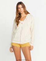 Z0ZR08848 Cream Women Lived in Lounge Zip Jacket Volcom Clothing - Image 2