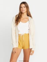 Z0ZR08848 Cream Women Lived in Lounge Zip Jacket Volcom Clothing - Image 7