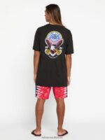 Z0ZR0884 Black Men Freedomeagle Short Sleeve Tee Volcom Clothing - Image 3