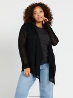 Z0ZR08865 Black Women Go Go Wrap Sweater Volcom Clothing - Image 4