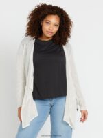 Z0ZR08867 Oatmeal Women Go Go Wrap Sweater Volcom Clothing - Image 4