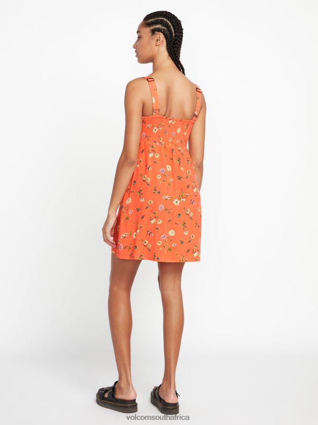 Z0ZR08874 Dark Coral Women Hey Budz Dress Volcom Clothing - Image 2