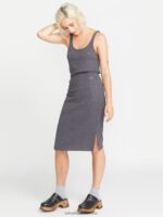 Z0ZR08916 Black Women Lived in Lounge Rib Skirt Volcom Clothing - Image 9