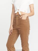 Z0ZR08917 Mocha Women Stoned Straight Pants Volcom Clothing - Image 7