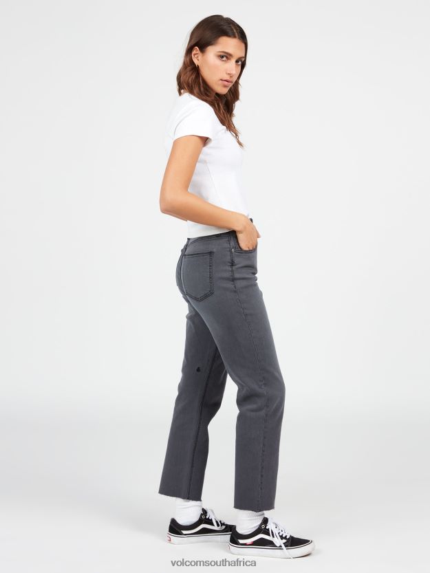 Z0ZR08935 Vintage Black Women Stoned Straight Pants Volcom Clothing - Image 2