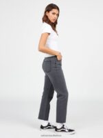 Z0ZR08935 Vintage Black Women Stoned Straight Pants Volcom Clothing - Image 8