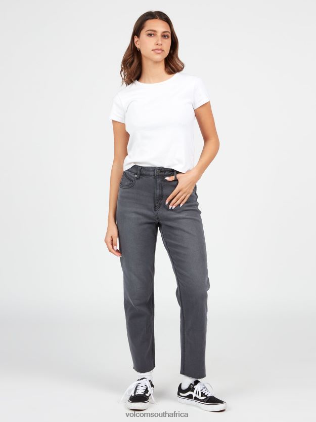 Z0ZR08935 Vintage Black Women Stoned Straight Pants Volcom Clothing - Image 9