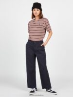 Z0ZR08937 Midnight Blue Women Thisthatthem Skate Pants Volcom Clothing - Image 2