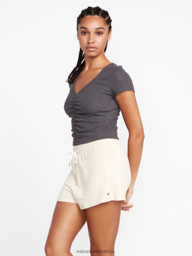 Z0ZR08945 Cream Women Lived in Lounge Fleece Shorts Volcom Clothing - Image 5